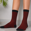 Red Honeycomb Bamboo Cotton Crew Socks