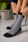 Black Herringbone Bamboo Cotton Crew Socks