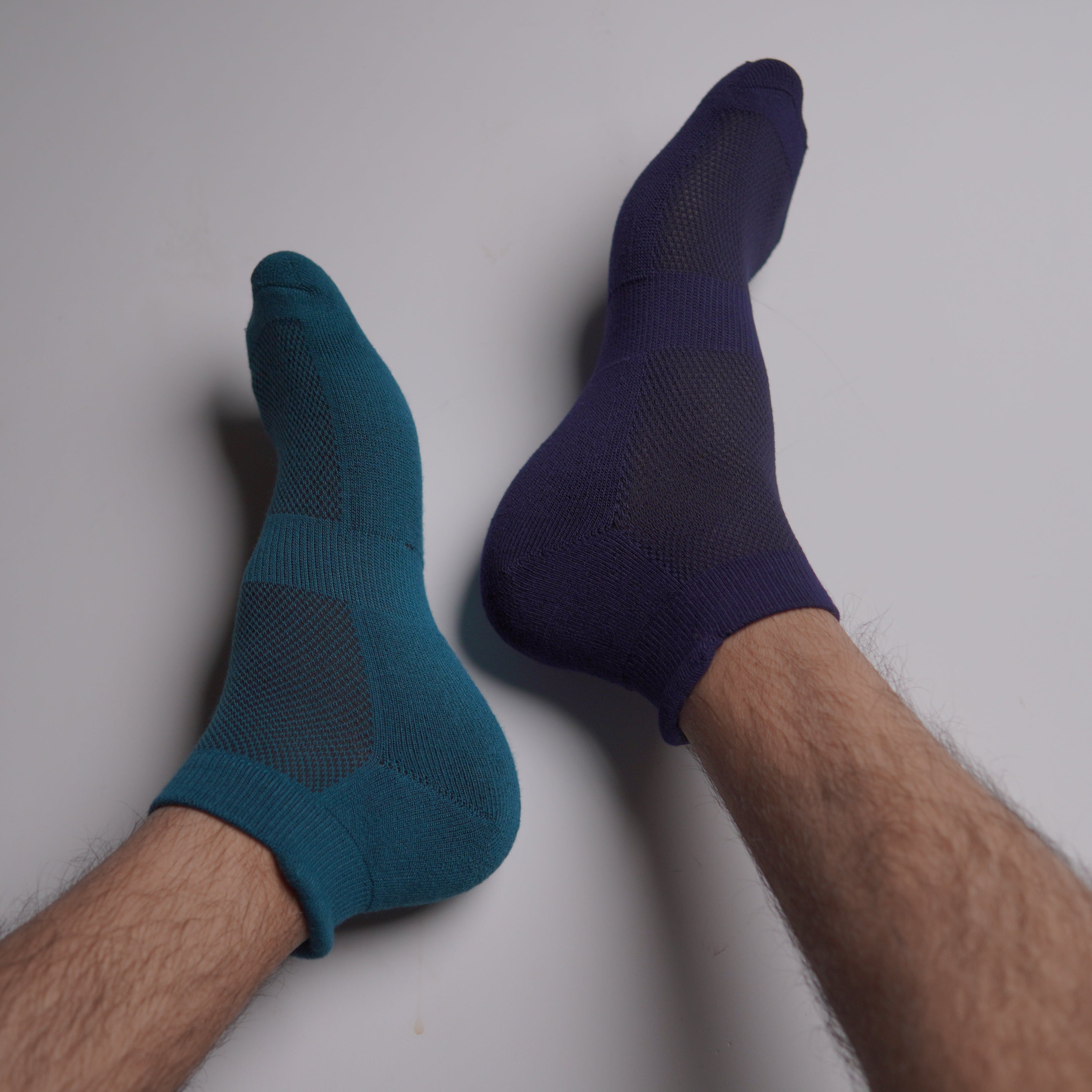 Pair Of 3 Bamboo Cotton Socks Ankle Length Black Navy Blue And Green.