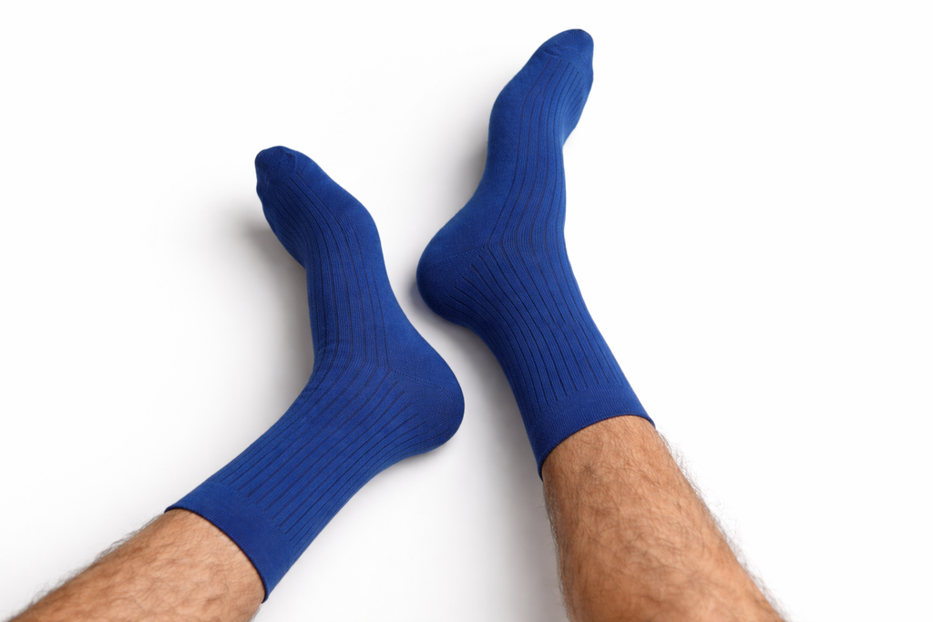 Blue Crew Length Bamboo socks