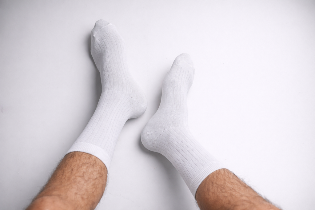 White Crew Length Bamboo Socks