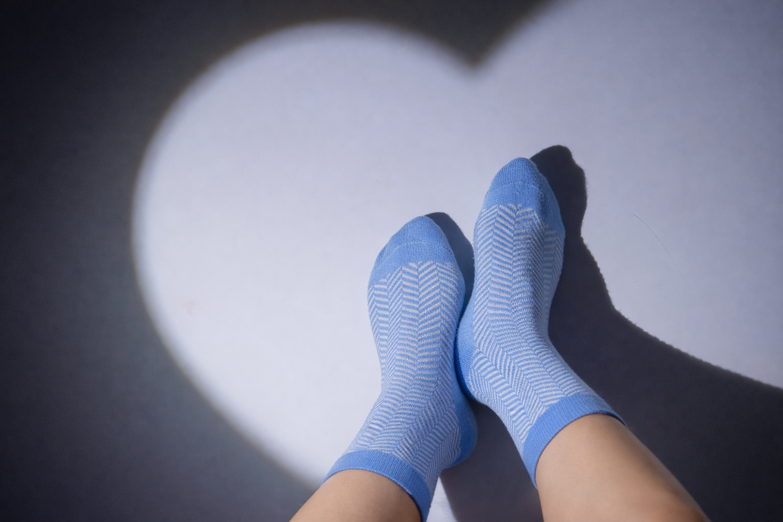 Light-Blue Herringbone Bamboo Cotton Crew Socks