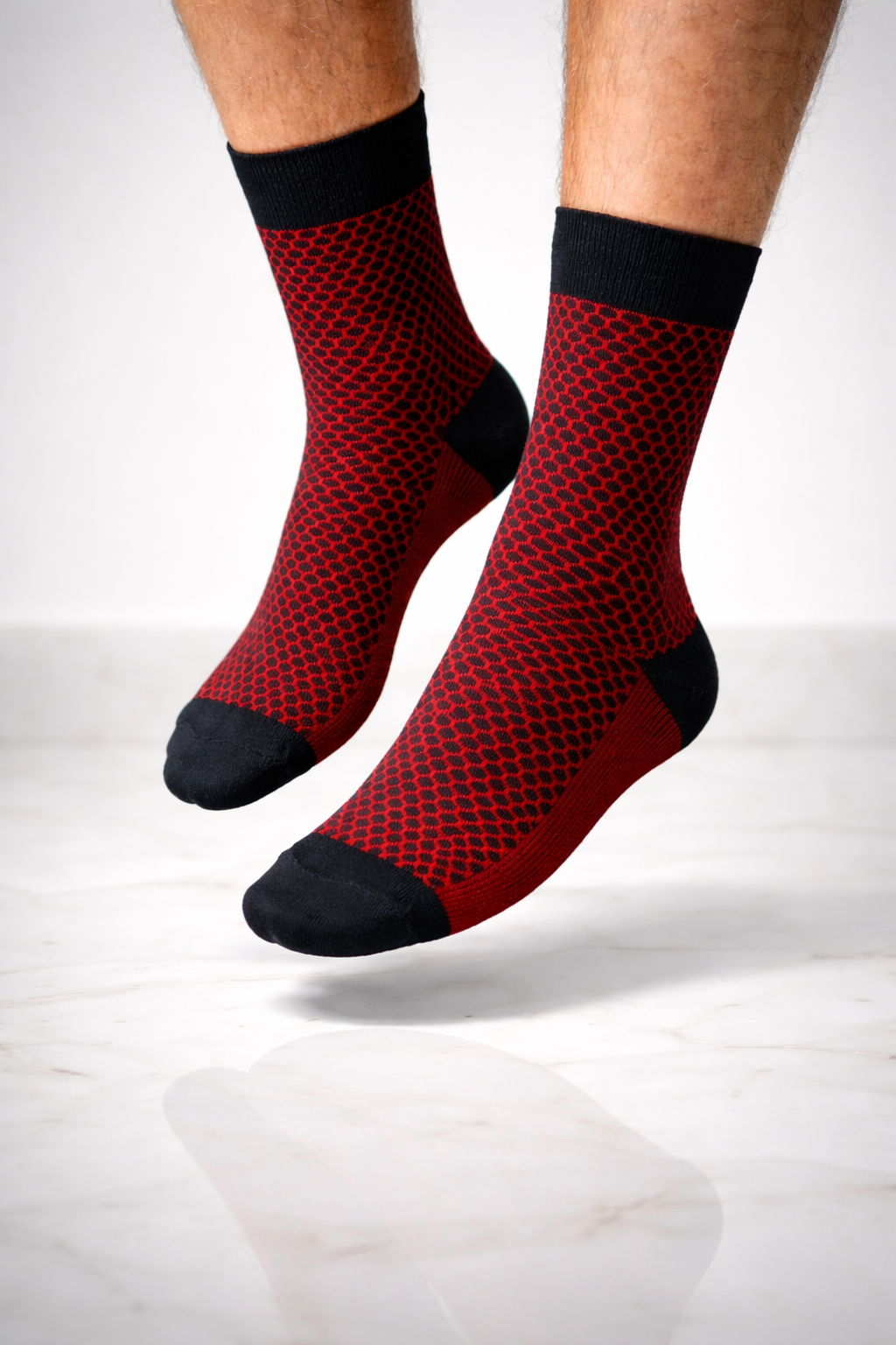 Red Honeycomb Bamboo Cotton Socks